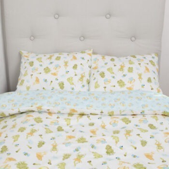 Laste voodipesukomplekt Konnad siniste vesiroosidega